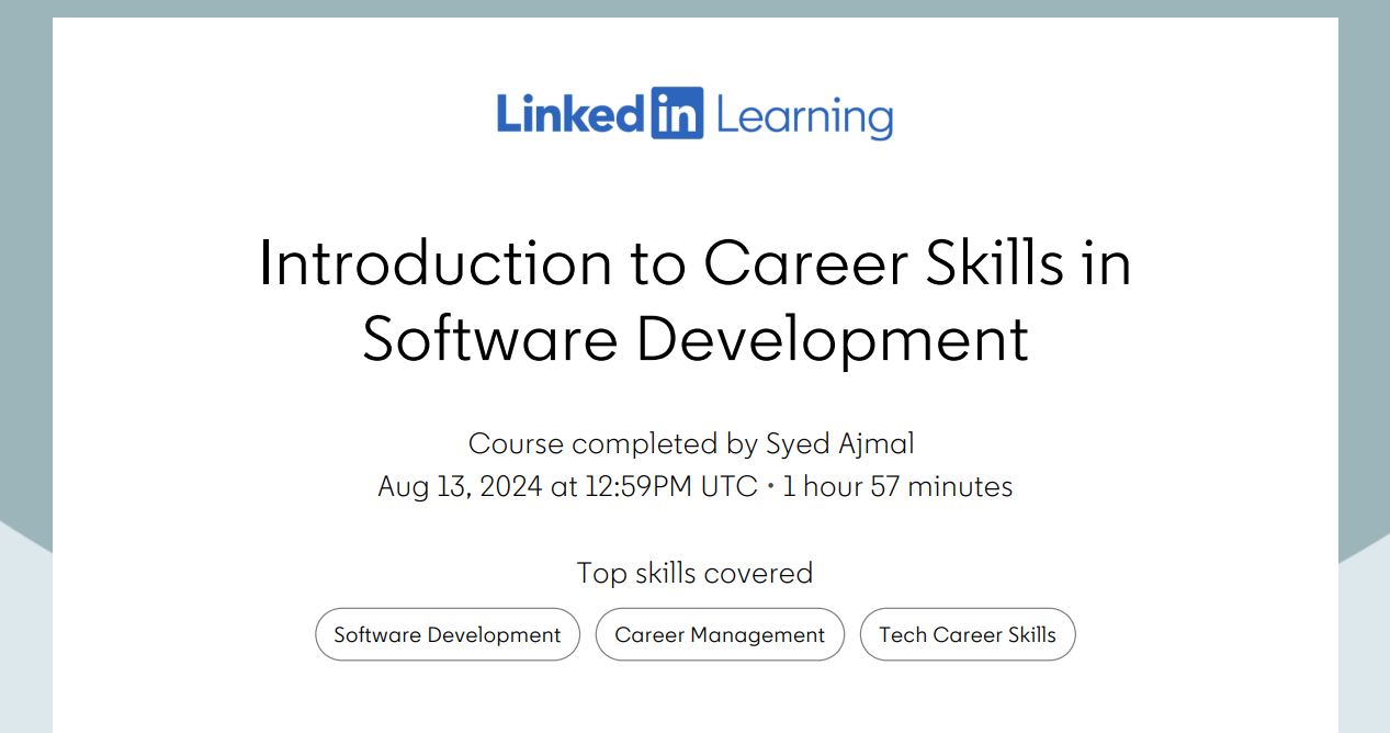 LinkedIn Career Skills in Software Development Certificate